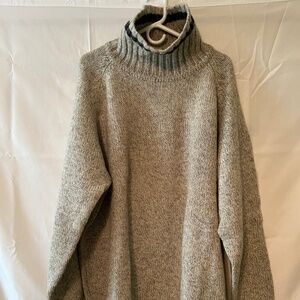 L.L. Bean Shawl Neck Wool Sweater in Tan